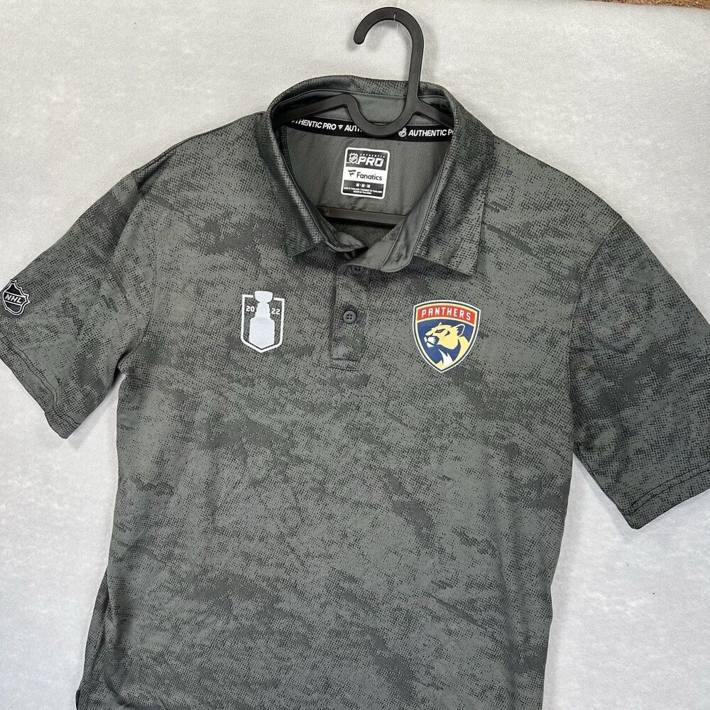 Fanatics Florida Panthers Men’s Medium NHL Authentic Short Sleeve Polo‎ Stretch